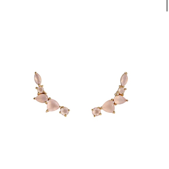 Leah Alexandra Wing Ear Climbers Gold & Moonstone - Picture 2 of 5